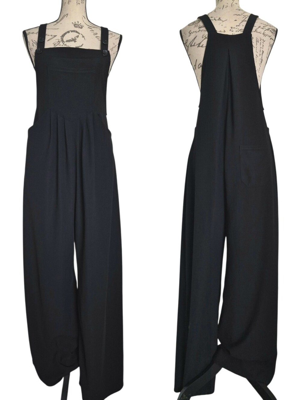 Halara Pockets Waffle Wide Leg Casual Overalls Jumpsuit Black M Athleisure